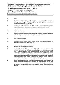 Geotechnical Engineering Office, Civil Engineering and Development Department The Government of the Hong Kong Special Administrative Region GEO Technical Guidance Note No. 5 (TGN 5) Geoguide 2 - Guide to Site Investigati