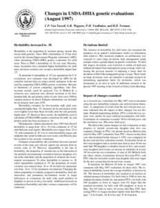 Changes in USDA-DHIA genetic evaluations (August[removed]C.P. Van Tassell, G.R. Wiggans, P.M. VanRaden, and H.D. Norman AIPL RESEARCH REPORT CH9 (8-97)