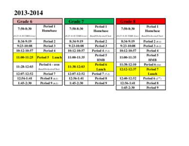 [removed]Grade 6 7:50-8:30 Grade 7 Period 1