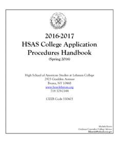 HSAS College Application Procedures Handbook (SpringHigh School of American Studies at Lehman College