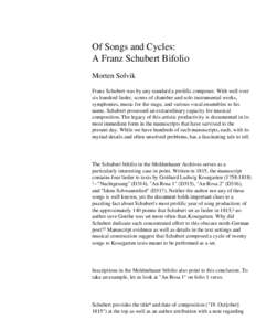 Of Songs and Cycles: A Franz Schubert Bifolio