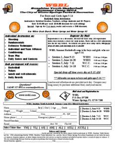 WSBL  Sunshine Youth Basketball Summer Camp[removed]The City of Winter Springs Parks & Recreation