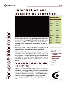 2011  Information and benefits by countries Inside this issue: