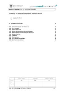 INSPECTION BODY FOR EMISSION INVENTORIES QUALITY MANUAL: IBE C3 Technical Processes Summary on changes compared to previous version 