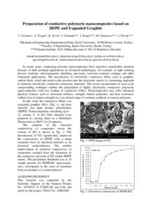 Preparation of conductive polymeric nanocomposites based on HDPE and Expanded Graphite I. Tavman*, A. Turgut*, K. Sever*, I. Ozdemir**, I. Krupa***, M. Omastova***, I. Novak*** *Mechanical Engineering Departament,Dokuz E