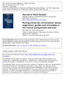 This article was downloaded by: [Moira Carmody] On: 22 January 2013, At: 13:50 Publisher: Routledge Informa Ltd Registered in England and Wales Registered Number: [removed]Registered office: Mortimer House, 37-41 Mortimer