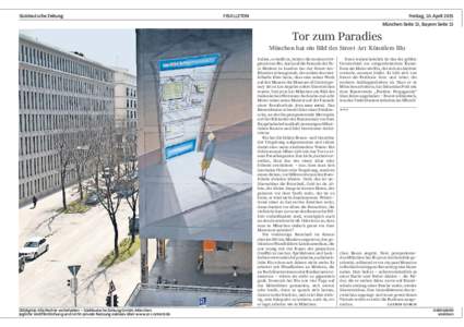 Süddeutsche Zeitung  FEUILLETON Freitag, 10. April 2015 München Seite 13, Bayern Seite 13