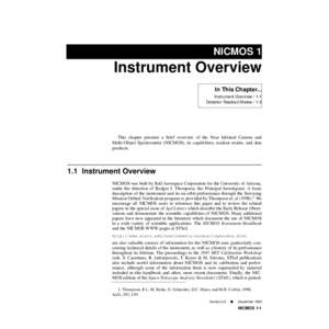 NICMOS 1  Instrument Overview In This Chapter... Instrument Overview[removed]Detector Readout Modes / 1-3