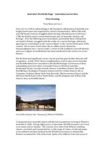   Australia’s World Heritage – Australian Convict Sites    Peter Dowling    Trust News vol 6 no 1 