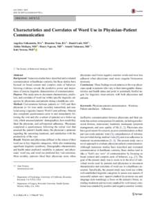 ann. behav. med. DOIs12160x ORIGINAL ARTICLE  Characteristics and Correlates of Word Use in Physician-Patient