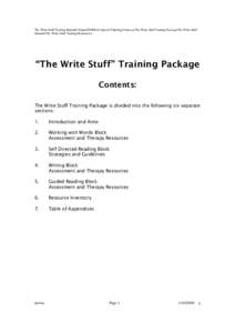 The Write Stuff Training Manual