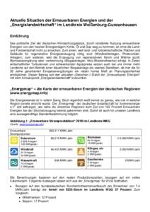 Aktuelle Situation der Erneuerbaren Energien und der „Energielandwirtschaft“ im Landkreis Weißenburg-Gunzenhausen Einführung