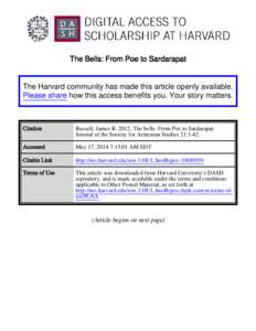 The Bells: From Poe to Sardarapat  The Harvard community has made this article openly available.
