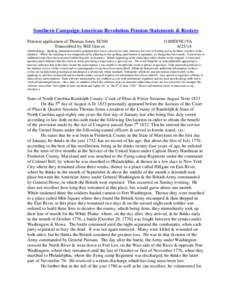 Southern Campaign American Revolution Pension Statements & Rosters Pension application of Thomas Jones S8760 Transcribed by Will Graves f14MD/NC/VA[removed]