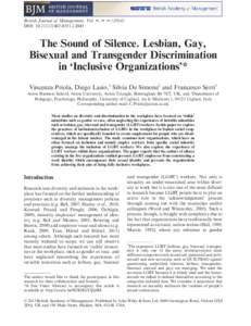 bs_bs_banner  British Journal of Management, Vol. ••, ••–•• (2014) DOI: [removed][removed]The Sound of Silence. Lesbian, Gay,