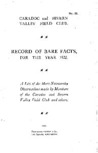 No[removed]CARADOC and SEVERN VALLEY FIELD CLUB.  RECORD OF BARE FACTS,