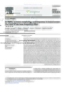 Interplay between morphology and frequency in lexical access: The case of the base frequency effect