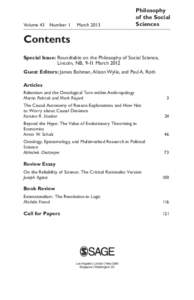 Volume 43   Number 1   MarchPhilosophy of the Social Sciences