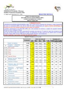 Republica da Guiné-Bissau  Ministério de Economia e Finanças Instituto Nacional de Estatística-INE  BOLETIM MENSAL