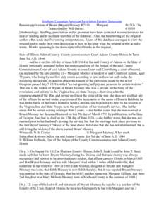 Southern Campaign American Revolution Pension Statements Pension application of Briant (Bryant) Mooney R7310 Margaret fn53Ga./ Va. Transcribed by Will Graves[removed]