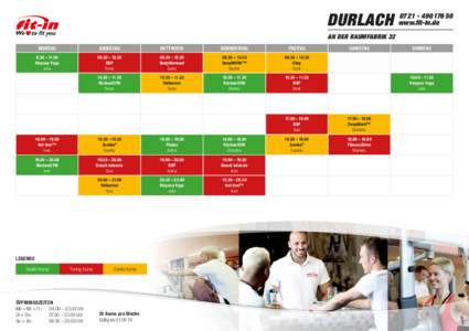 07  176 50 durlach www.fit-in.de AN DER RAUMFABRIK 32 MONTAG  DIENSTAG