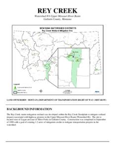 REY CREEK Watershed # 6-Upper Missouri River Basin Gallatin County, Montana LAND OWNERSHIP: MONTANA DEPARTMENT OF TRANSPORTATION RIGHT OF WAY (MDT-ROW)