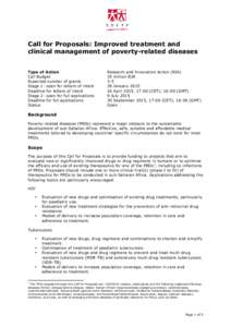    Call for Proposals: Improved treatment and clinical management of poverty-related diseases Type of Action Call Budget