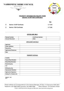 PROPERTY INFORMATION INQUIRY FORM