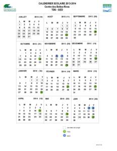 CALENDRIER SCOLAIRE[removed]Centre des Belles-Rives TDG - GED JUILLET L