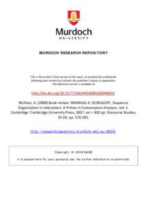 MURDOCH RESEARCH REPOSITORY  This is the author’s final version of the work, as accepted for publication following peer review but without the publisher’s layout or pagination. The definitive version is available at