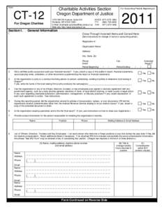 Oregon Department of Justice - Charitable Activities,  2011 Web CT-12