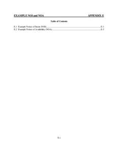 EXAMPLE NOI and NOA  APPENDIX E Table of Contents  E.1 Example Notice of Intent (NOI)..................................................................................................E-1