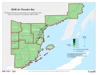 RMR de Thunder Bay Immigrants récents en pourcentage de la population totale selon les secteurs de recensement (SR) de 2006 Shuniah  ada