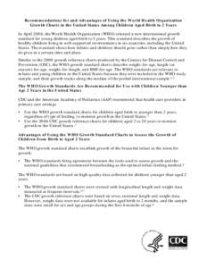 Recommendations for and Advantages of Using the World Health Organization Growth Charts in the United States Among Children Aged Birth to 2 Years