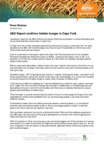 Microsoft Word - 150324_Media Release_ABS Report underplays hidden hunger in Cape York.docx