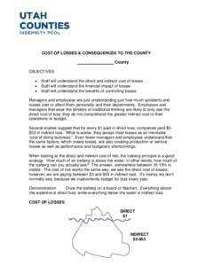 COST OF LOSSES & CONSEQUENCES TO THE COUNTY County OBJECTIVES • • •