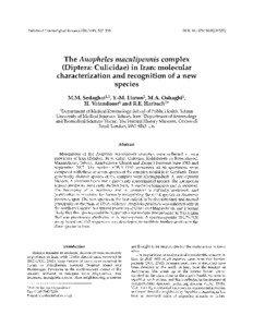 the anopheles maculipennis complex in iran: molecular characterization and recognition of a new species