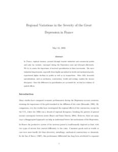 Regional Variations in the Severity of the Great Depression in France May 15, 2015  Abstract