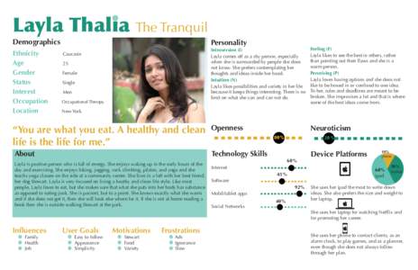 Layla Thalia The Tranquil Demographics Personality  Ethnicity