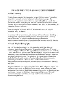 FIJI 2013 International Religious Freedom Report