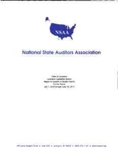 National State Auditors Association  State of Louisiana Louisiana Legislative Auditor Report on System of Quality Control For the Period