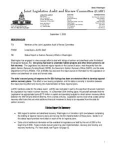 State of Washington  Joint Legislative Audit and Review Committee (JLARC) LEGISLATIVE AUDITOR Ruta Fanning 506 16th Avenue SE