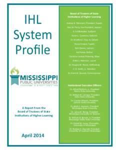 IHL System Profile Board of Trustees of State Institutions of Higher Learning