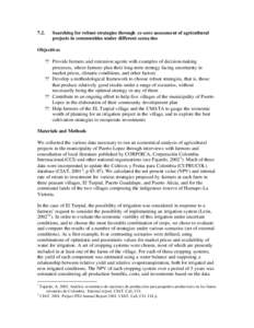 7.2.  Searching for robust strategies through ex-ante assessment of agricultural projects in communities under different scena rios  Objectives