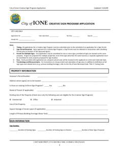 City of Ione Creative Sign Program Application  City of IONE Updated: [removed]