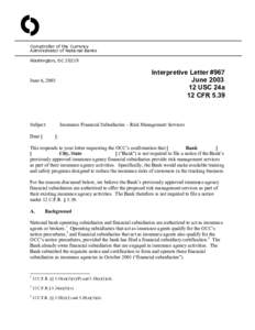 Institutional investors / Service industries / Business / Insurance / Office of the Comptroller of the Currency / Financial services / Types of insurance / Risk purchasing group / China Insurance Regulatory Commission / Investment / Financial economics / Financial institutions