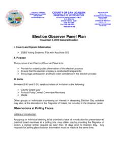 AUSTIN G. ERDMAN REGISTRAR OF VOTERS[removed]removed]  COUNTY OF SAN JOAQUIN