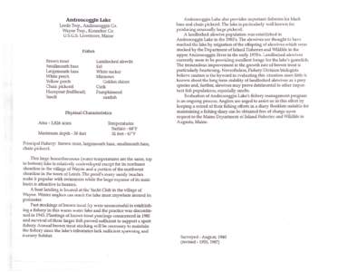 Androscoggin Lake Leeds Twp., Androscoggin Co. Wayne Twp., Kennebec Co. U.S.G.5. Livermore, Maine  Fishes