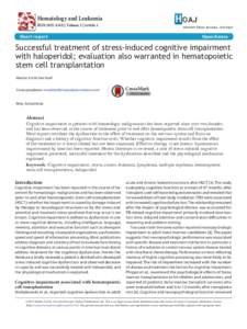 Medicine / Clinical medicine / Transplantation medicine / Stem cells / Cognitive disorders / RTT / Surgical oncology / Hematopoietic stem cell transplantation / Total body irradiation / Post-chemotherapy cognitive impairment / Bone marrow / Chemotherapy