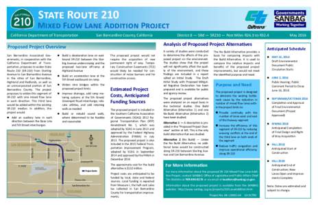 State Route 210 Mixed Flow Lane Addition Project California Department of Transportation San Bernardino County, California